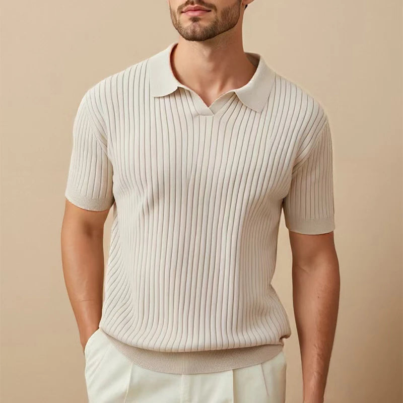 LuxeKnit™ – Pure Color Casual Polo Shirt for Men