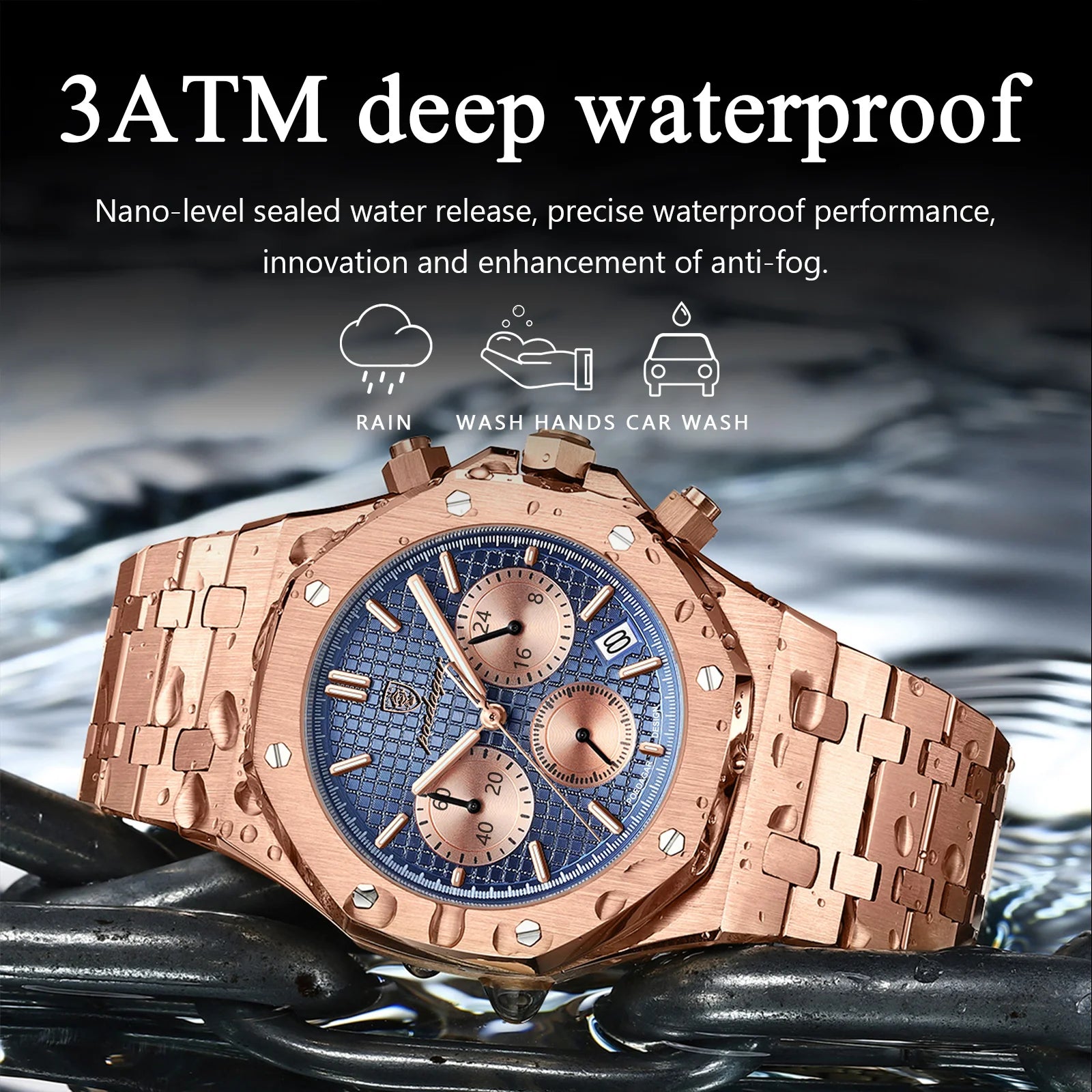 AurumChrono™ – Men’s Luxury Stainless Steel Watch | Date & Chronograph