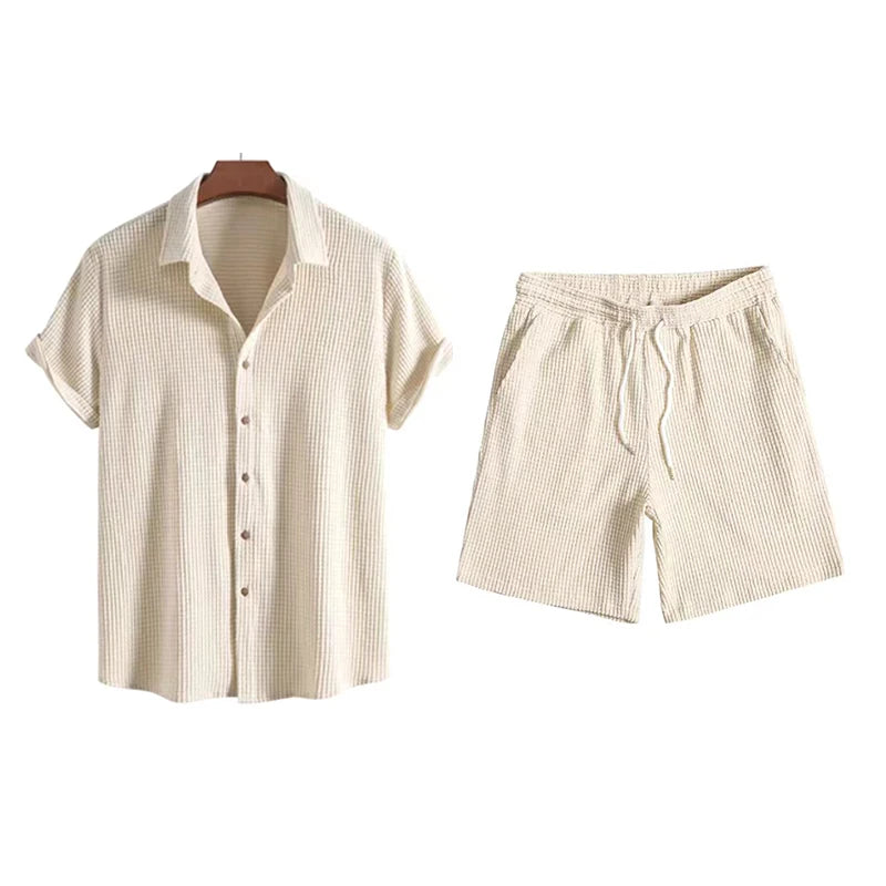 RetroEase™ – Short Sleeve Corduroy Suit for Men