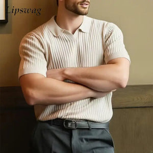 LuxeKnit™ – Pure Color Casual Polo Shirt for Men