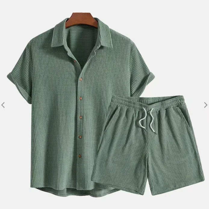 RetroEase™ – Short Sleeve Corduroy Suit for Men