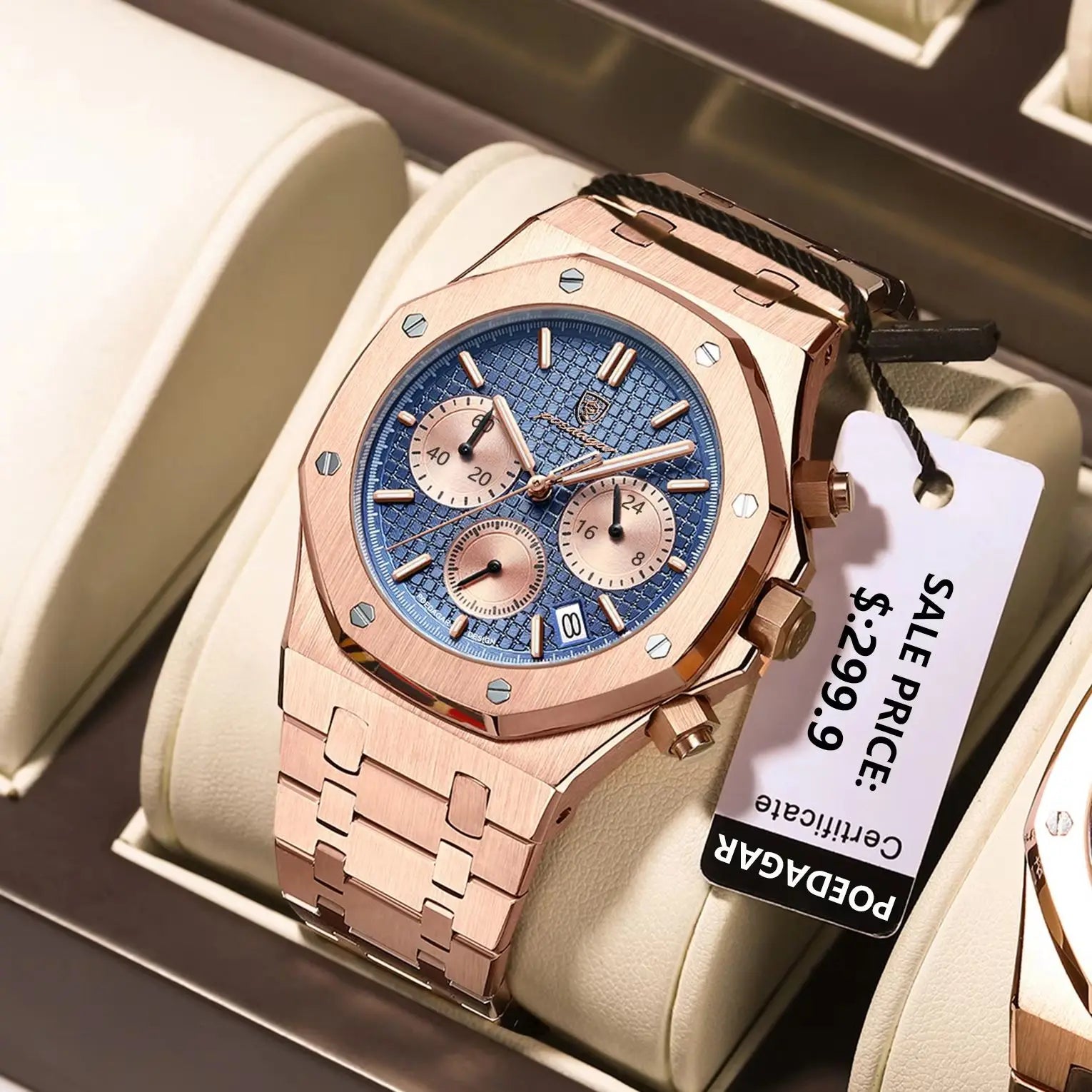 AurumChrono™ – Men’s Luxury Stainless Steel Watch | Date & Chronograph