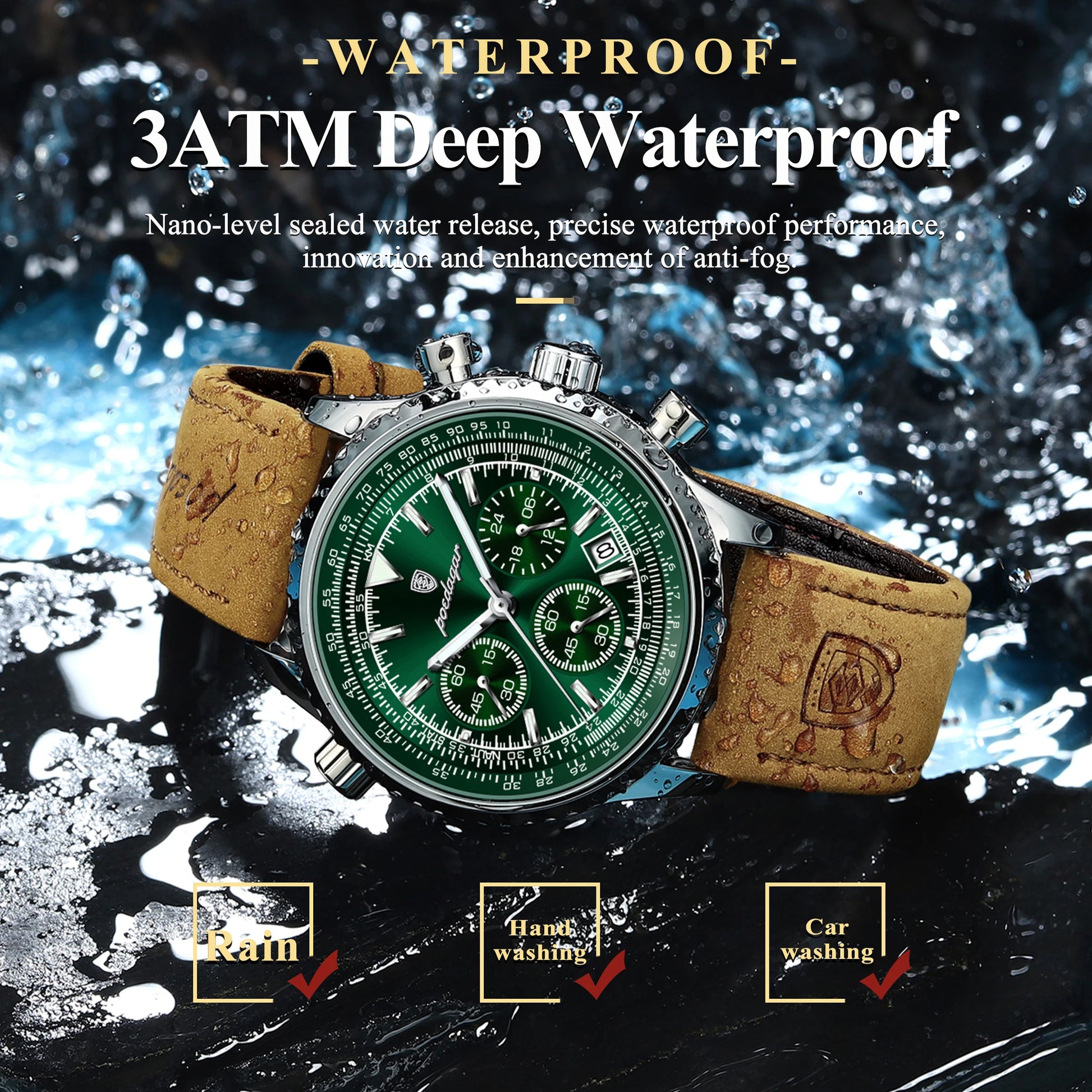 VanguardTactical™ – Men’s Luxury Chronograph Watch | Leather & Waterproof