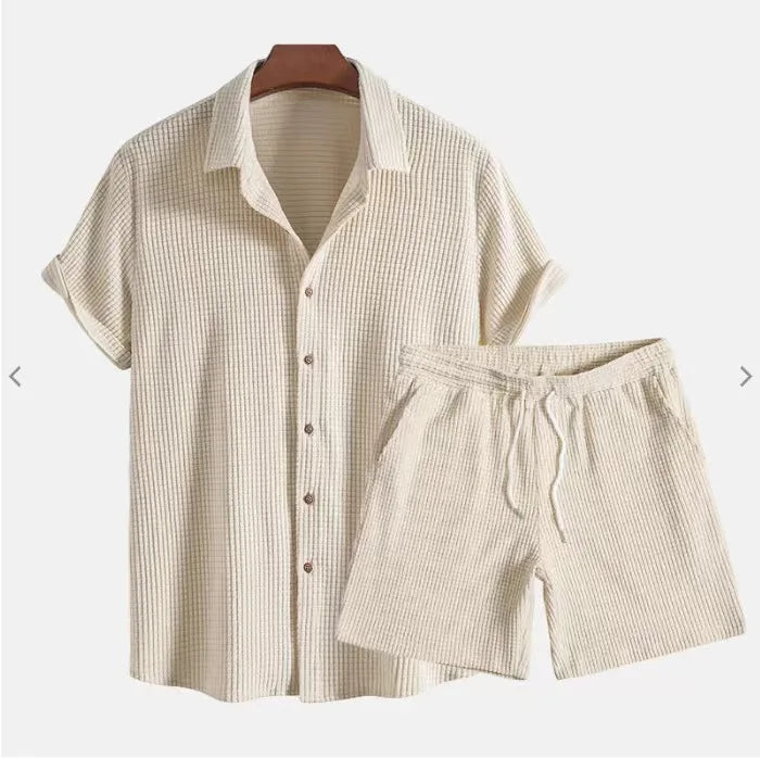 RetroEase™ – Short Sleeve Corduroy Suit for Men