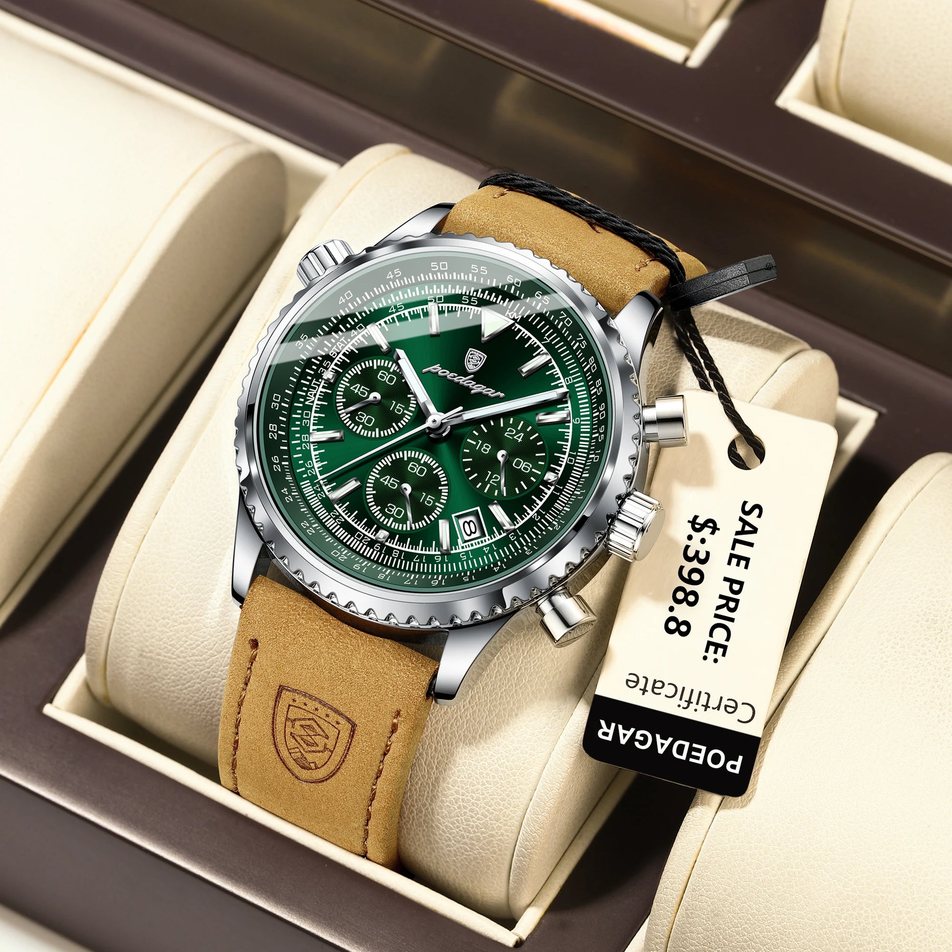 VanguardTactical™ – Men’s Luxury Chronograph Watch | Leather & Waterproof