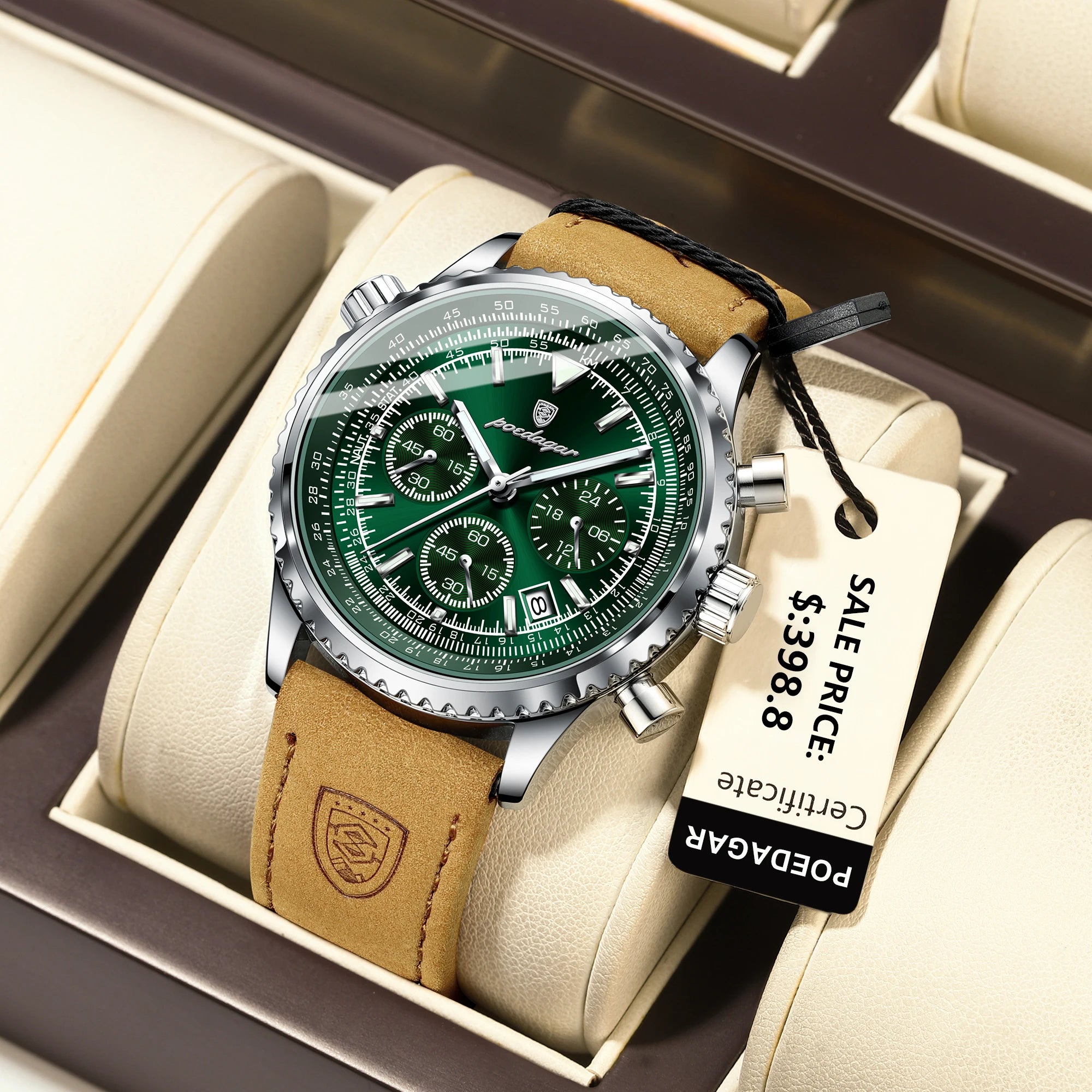 VanguardTactical™ – Men’s Luxury Chronograph Watch | Leather & Waterproof