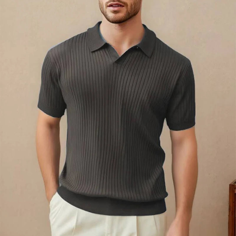 LuxeKnit™ – Pure Color Casual Polo Shirt for Men