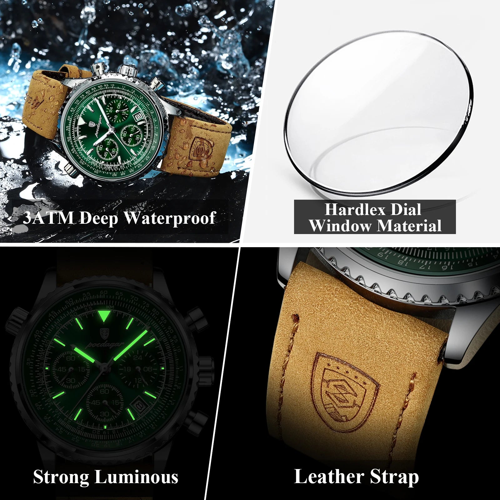 VanguardTactical™ – Men’s Luxury Chronograph Watch | Leather & Waterproof