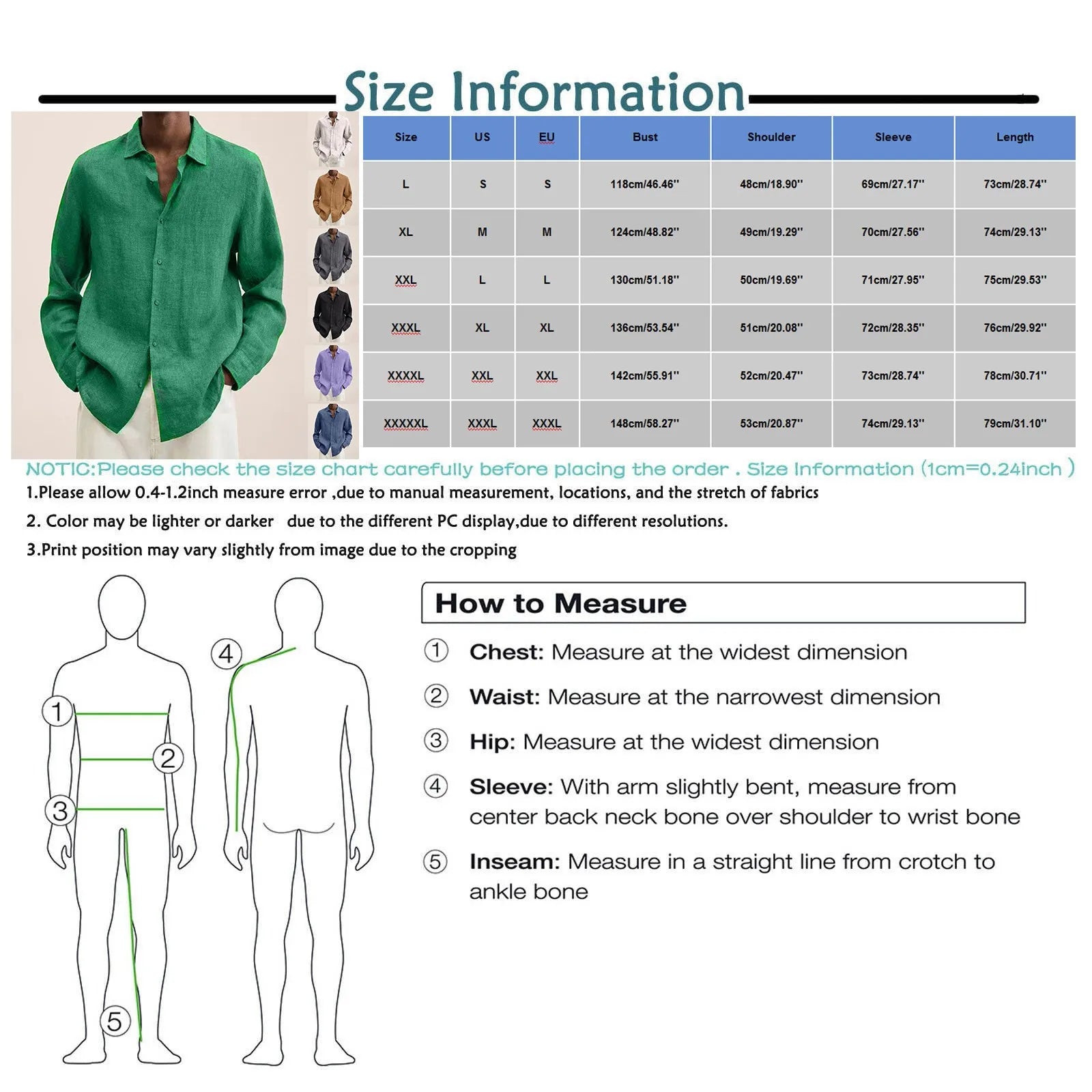 Men'S Long-Sleeved Shirt Casual Cotton