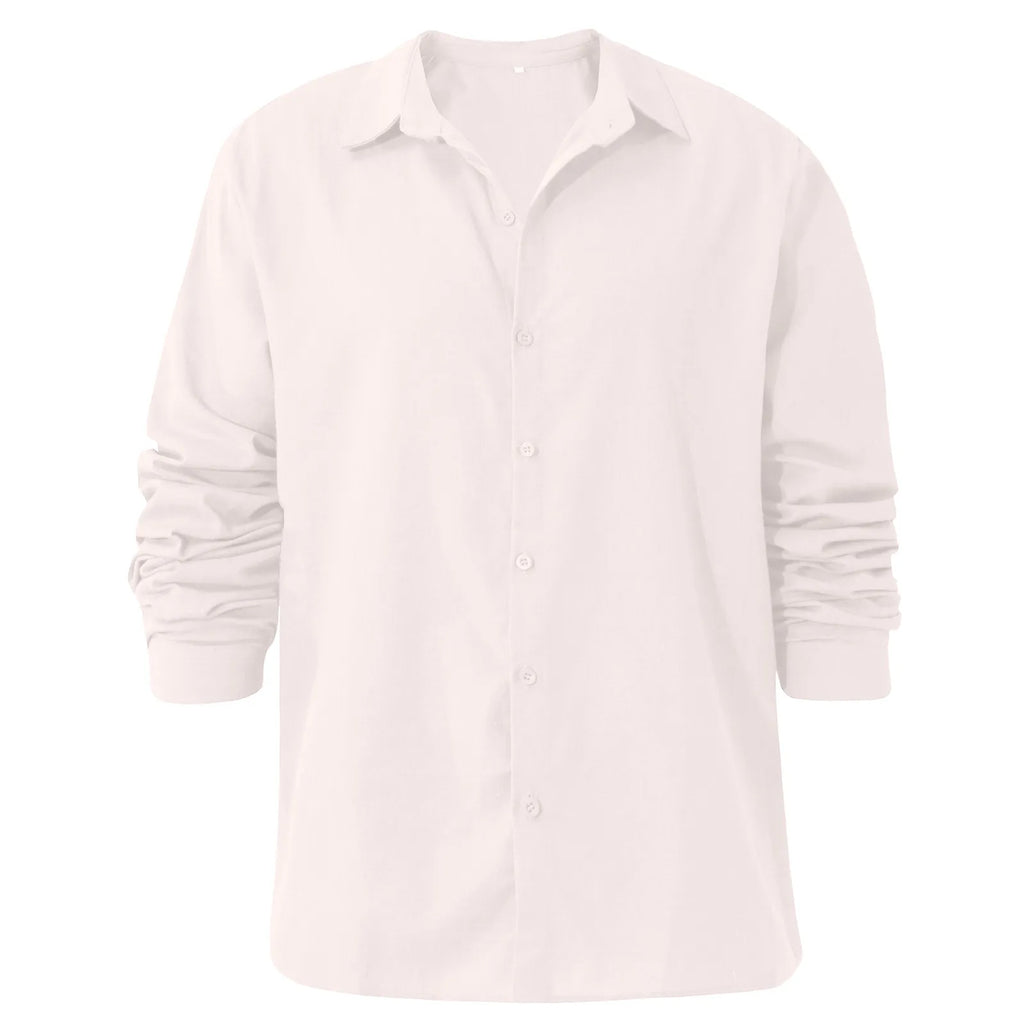 Men'S Long-Sleeved Shirt Casual Cotton