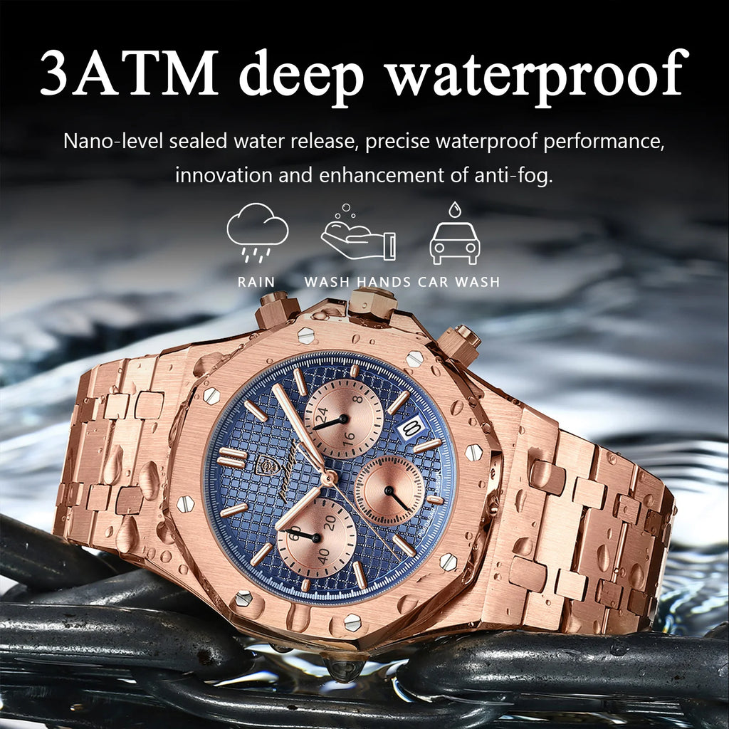 AurumChrono™ – Men’s Luxury Stainless Steel Watch | Date & Chronograph