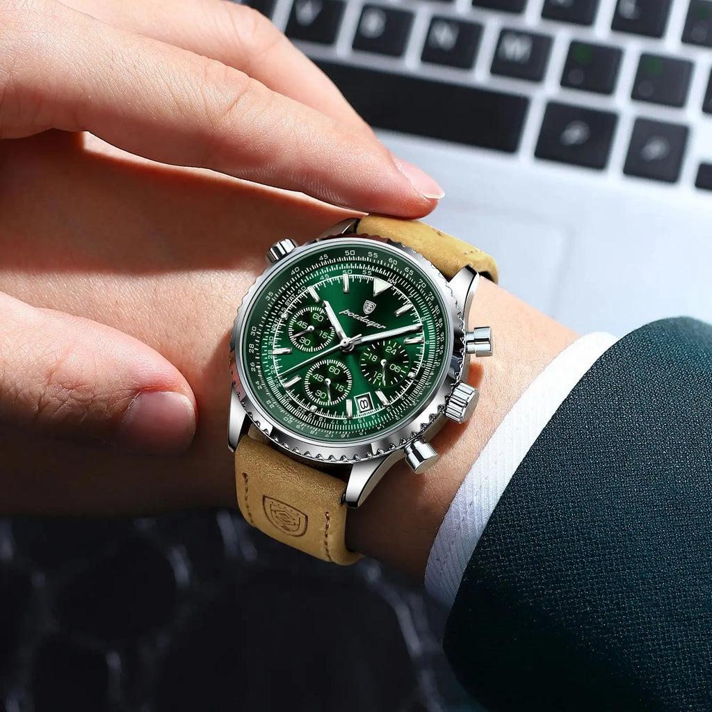 VanguardTactical™ – Men’s Luxury Chronograph Watch | Leather & Waterproof