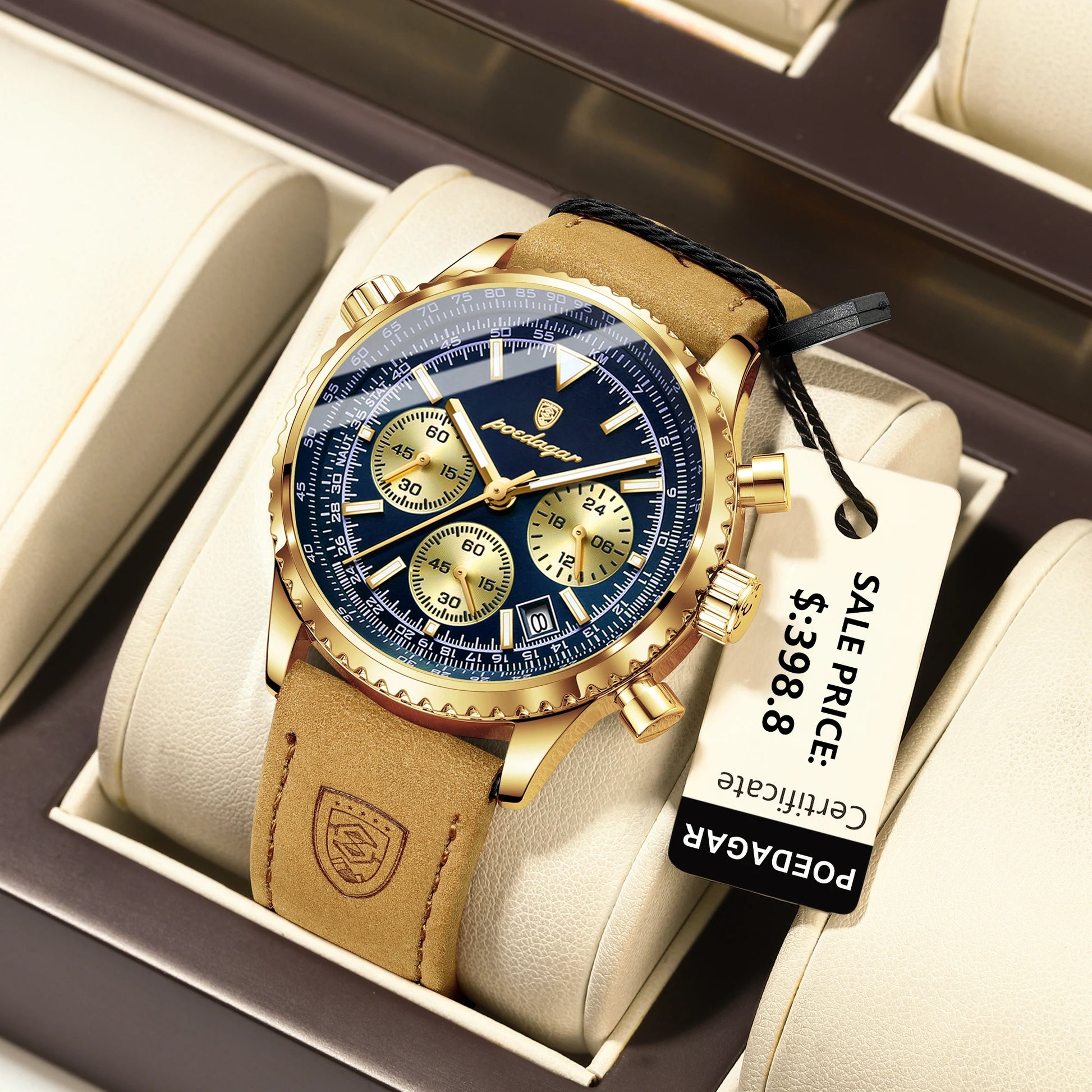 VanguardTactical™ – Men’s Luxury Chronograph Watch | Leather & Waterproof