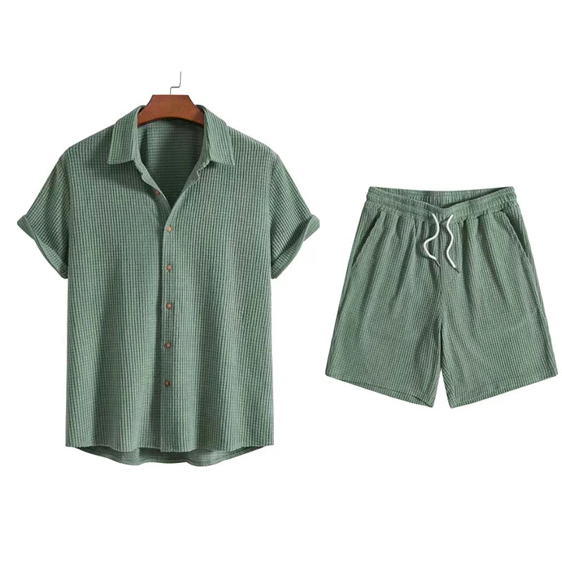 RetroEase™ – Short Sleeve Corduroy Suit for Men