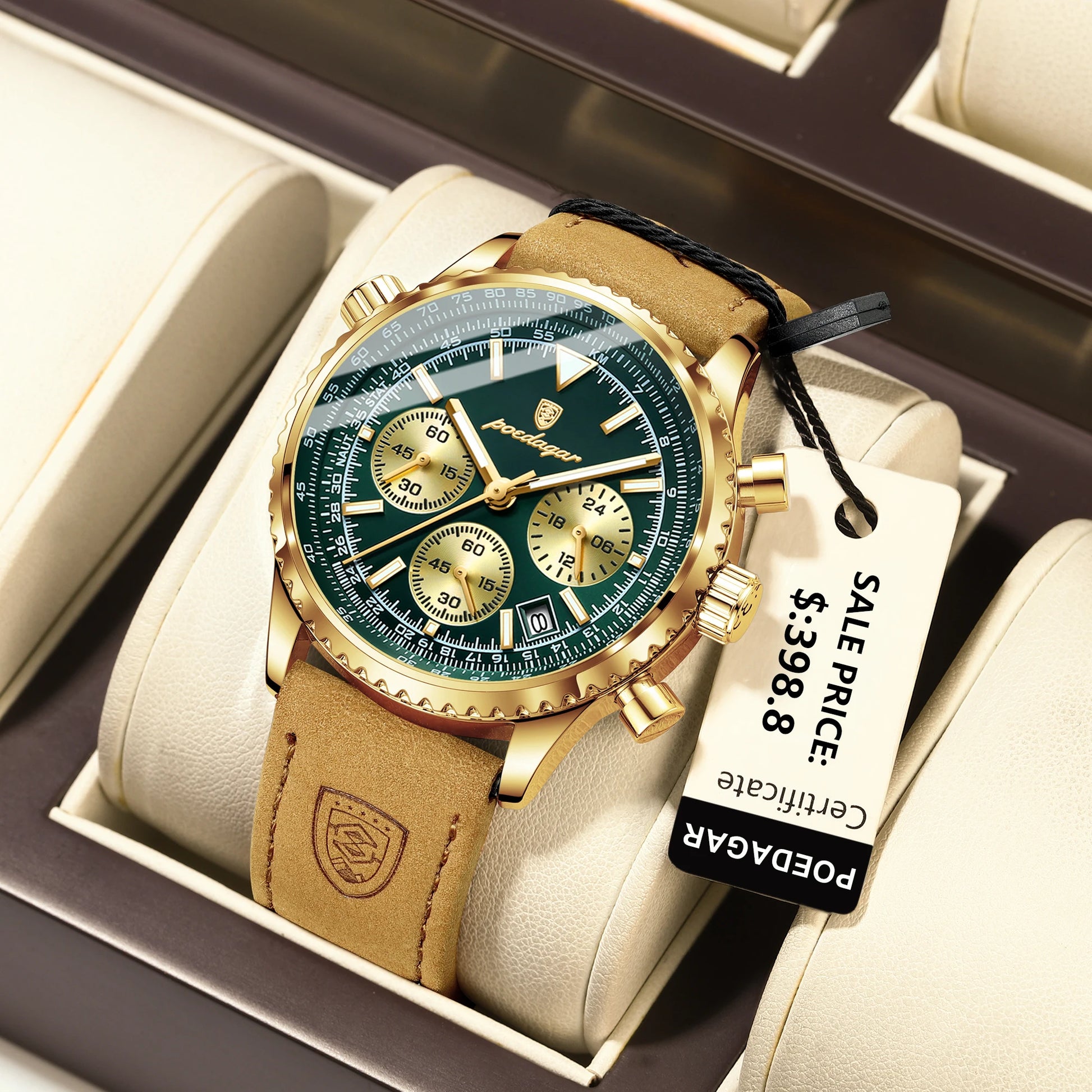 VanguardTactical™ – Men’s Luxury Chronograph Watch | Leather & Waterproof