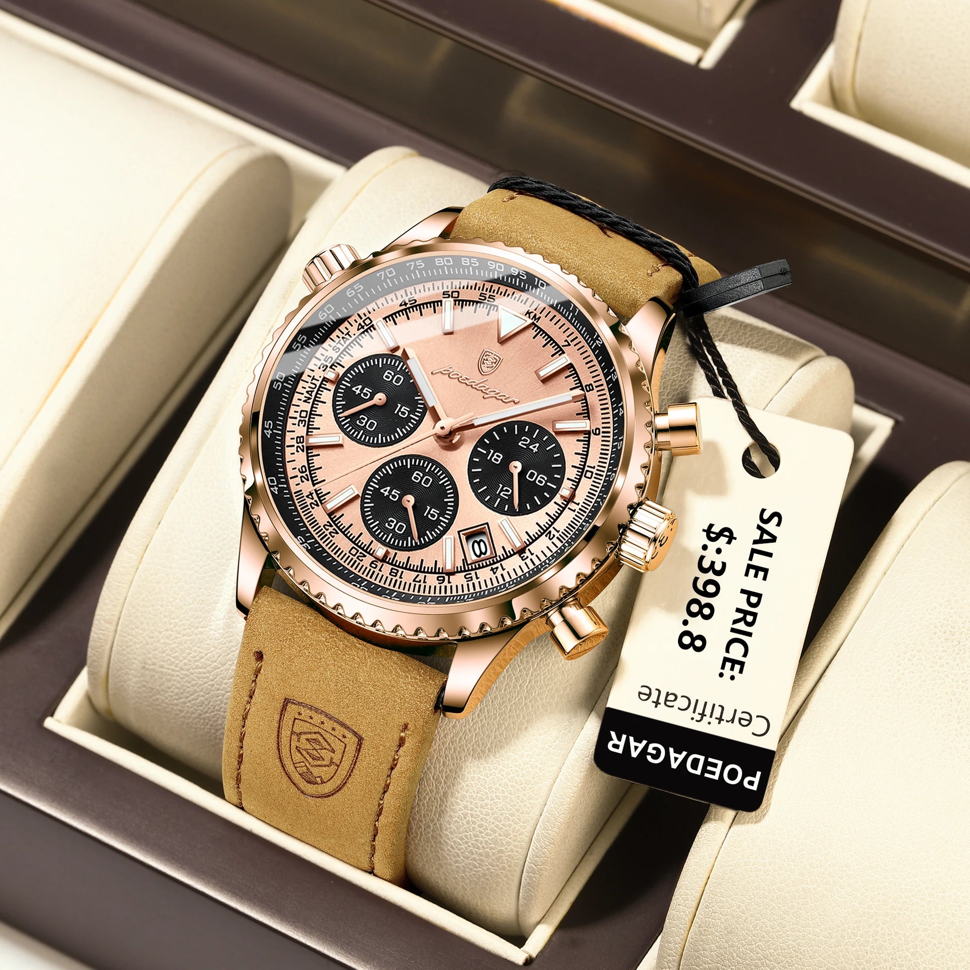 VanguardTactical™ – Men’s Luxury Chronograph Watch | Leather & Waterproof